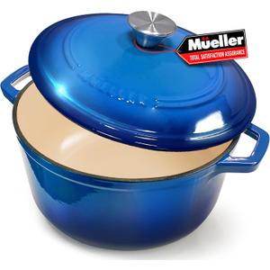 MELLERHOME 4.5 QT Enameled Cast Iron Dutch Oven, Heavy-Duty Casserole Dish and Braiser Pan with Lid and Stainless Knob, Safe for All Cooktops, Aqua Blue (4.5, Aqua Blue)