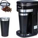 coffee machine, Single Serve Coffee Maker, One Cup Coffee Maker with Reusable Filter & One-touch Control Button, Portable Brewer for Camping, Travel & Home, Easy To Clean& Store, 15oz/450ml, Black