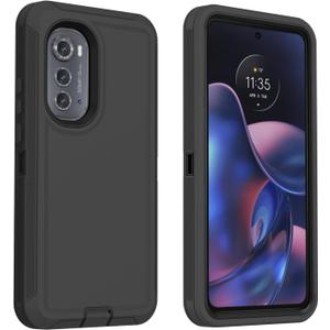 for Motorola Edge 2022 Case, Defender Case Heavy Duty Shockproof Dustproof 3 in 1 Rugged Protective Phone Cover for Motorola Moto Edge 2022 (Black)