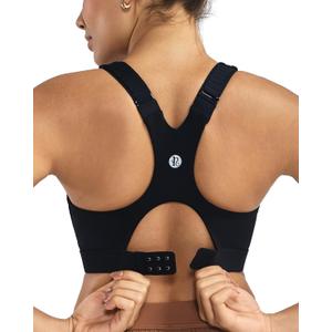 RUNNING GIRL Sports Bras for Women High Support, Adjustable Straps High Impact Racerback Bra with Hook Closure Molded Cup(WX3174Black, M)