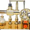 Hot Air Stirling Engine Motor Model,Stirling Engine Kit, Single-Cylinder Metal Stirling Engine External Combustion Engine Motor,DIY Hot Air Engine Gift of Air for Desktop EducationalToy (Gold)