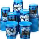 Cholemy 50 Pcs Video Game Plastic Cups 12 oz Reusable Stadium Cups for Gaming Party Favors Level Up Gamer Drinking Tumblers Birthday Party Decorations Supplies