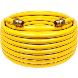 100ft 1/2'' Flexible Gas Line, CSST Corrugated Stainless Steel Tubing Pipe Kit, Natural Gas Line Propane Pipe Conversion Kit Grill Hose with 2 Male Adapter Fittings (100ft 1/2'')