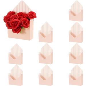 PATIKIL Florist Bouquet Envelope Box, 10 Pack Flower Bouquet Package Gift Folding Paper Boxes for Wedding, Party, Birthday, Mother's Day, Pink