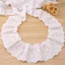 4 Yards Ruffle Trim Eyelet Embroidered Cotton Pleated Lace Trim 2.36" Wide (White)