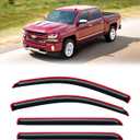 in-Channel Rain Guards for 2014-2018 Chevy Silverado/GMC Sierra 1500 Crew Cab ONLY, Window Visor Shields Vent Deflector Shade Wind Dark Smoke for 15-19 Silverado/Sierra 2500HD 3500HD, Tape on, 4PCS