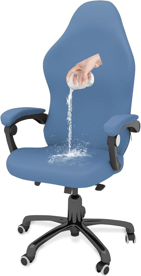 Gaming Chair Cover Cat Scratch Proof Gaming Chair Slipcovers with Armrest  Stretchable Waterproof Anti-Scratch Fabric Office Desk & Racing Chair Cover, Universal Fit for Computer Gamer Chairs - Blue