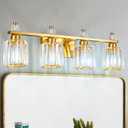 Bathroom Vanity Lights 4-Light Gold Modern Crystal Vanity Light Fixtures Over Mirror Crystal Bathroom Vanity Lighting Fixtures