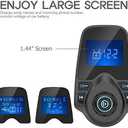 Nulaxy Bluetooth Car FM Transmitter Audio Adapter Receiver Wireless Handsfree Voltmeter Car Kit TF Card AUX 1.44 Display - KM18 Black Matte