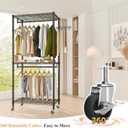 Heavy Duty Rolling Garment Rack, 3 Tiers Wire Shelves Adjustable Freestanding Portable Rolling Clothing Rack with Lockable Wheels, 47.2''L x 15.8''W x 78.8''H, Max Load 650LBS