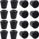 16pcs 1/2 Inch Round Chair Leg Tips Caps, Non-Slip Rubber Chair Leg Floor Protectors, Black Furniture Leg Caps Fit for 0.43"-0.47" (11mm-12mm) Diameter Round Feet