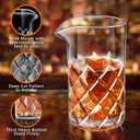 LIGHTEN LIFE Cocktail Mixing Glass Set,Bar Mixing Set with 20oz Crystal Thick Bottom Glass,Spoon, Jigger,Strainer and Muddle,5 Pieces Cocktail Mixing Glass Kits Perfect for Amateurs and Bartenders