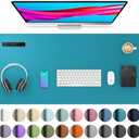 Aothia Leather Desk Pad Protector, Mouse Pad, Office Desk Mat, Non-Slip PU Leather Desk Blotter, Laptop Desk Pad, Waterproof Desk Writing Pad for Office and Home (Turquoise,36" x 17")
