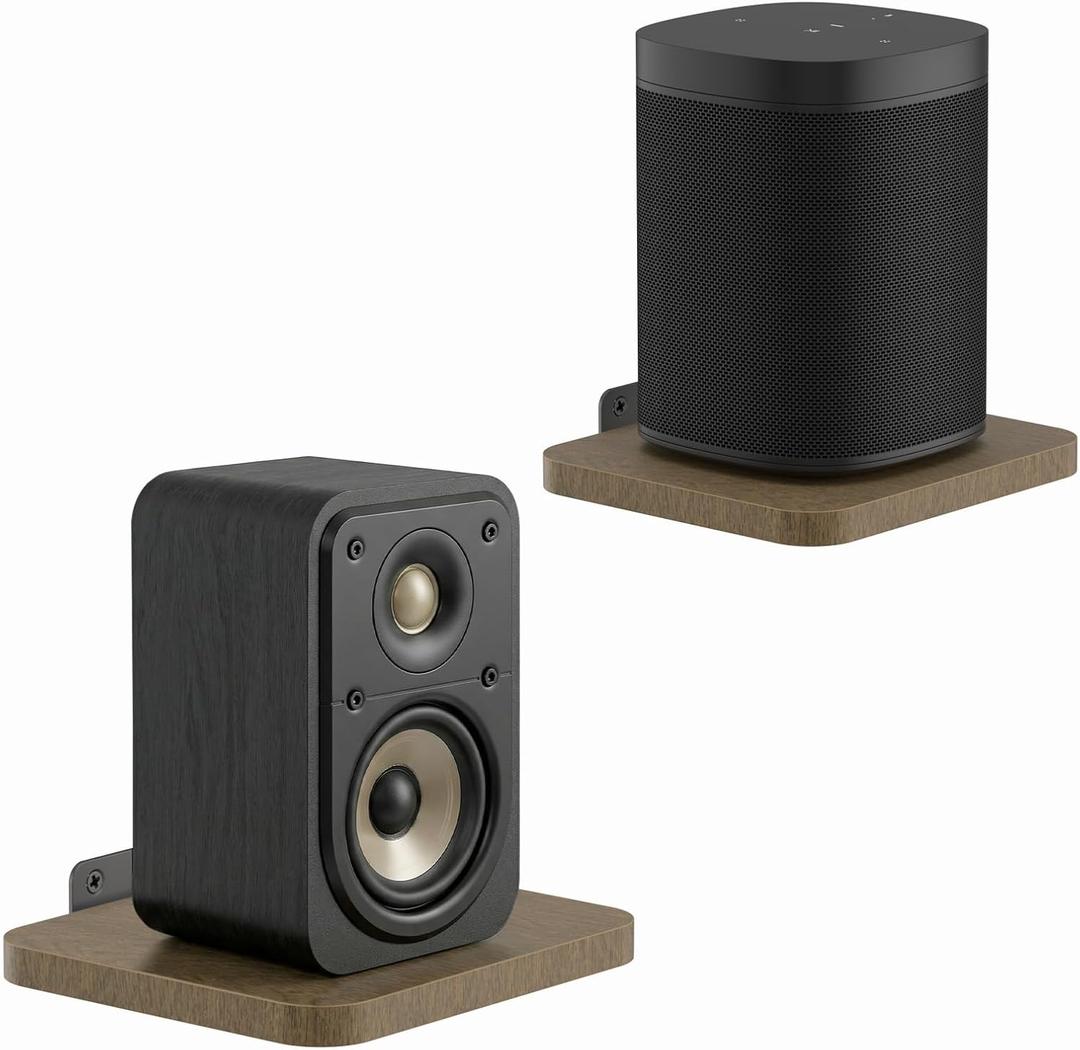 5.3" x 5.9" Adjustable Speaker Wall Mounts Up to 7 lbs for Samsung, Roku, Sony, JBL, Vizio, LG and More Rear Speakers Save Space, Wooden Speaker Mounts Easy to Install for Home Theater Surround Sound