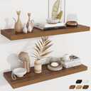 Fun Memories Deep Floating Shelves, 36" W x 12" D Wood Floating Shelves for Wall, 2 Pack Extra Deeper & Thicker Wall Mounted Storage Shelf for Living Room Laundry Room Kitchen Home Office, Walnut