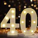 Led Light Up Numbers, 40th Birthday Decorations, Marquee Numbers Lights, Battery Powered Light Up Sign for 30 Decor Party (White)