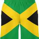 Mens Jamaican Flag Swim Trunks Quick Dry Board Shorts with Mesh Lining (M)