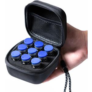 9 Vials Holder, Insulin Peptide Vial Case for Fridge, with Hand Strap, Fits 5ml 10ml Vial for Peptide, GLP-1 Storage, Not Fit Tall 10ml Vial, Black
