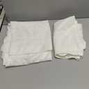 jinchan Winslow Linen Curtains 45 Inch Length Small Window Curtains Embroidered Bordered Floral Drapes Light Filtering for Bathroom Laundry Room Kitchen Farmhouse Decor White on Beige 2 Panels