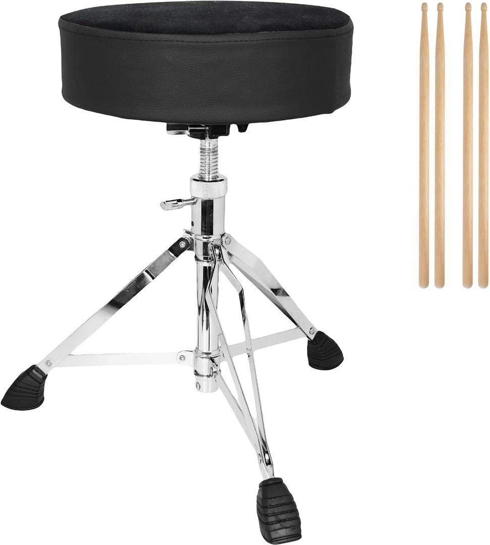 Adjustable Heavy Duty Swivel Drum Stool, Round Saddle Thick Padded Drum Seat