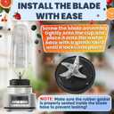 Replacement Blade for Ninja Blender Compatible with Foodi Power Blender SS100 SS101 SS101C SS150 SS151 SS300 SS350 SS351 SS351TGT CO351B CO101B Stainless Steel Replacement Blades 7 Fin Male 3.9"