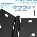 12 Pack Black Door Hinges Black Matte Black Hinges for Doors 3 1/2 Interior Door Hinges 3.5" x3.5 Inch Hinges Rounded 1/4" Raidus Standard Residential Bedroom Door Hinge Sturdy Door Hardware