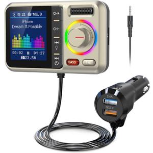 Nulaxy Bluetooth FM Transmitter for Car, Wireless Car Bluetooth Adapter with Big Color Screen, Support QC3.0 Fast Charging, Hands-Free Call, MP3 Music Player BASS&TRE Booster, TF Card AUX-KM28 Yellow Nulaxy Bluetooth FM Transmitter for Car, Wireless Car Bluetooth Adapter with Big Color Screen, Support QC3.0 Fast Charging, Hands-Free Call, MP3 Music Player BASS&TRE Booster, TF Card AUX-KM28 Yellow