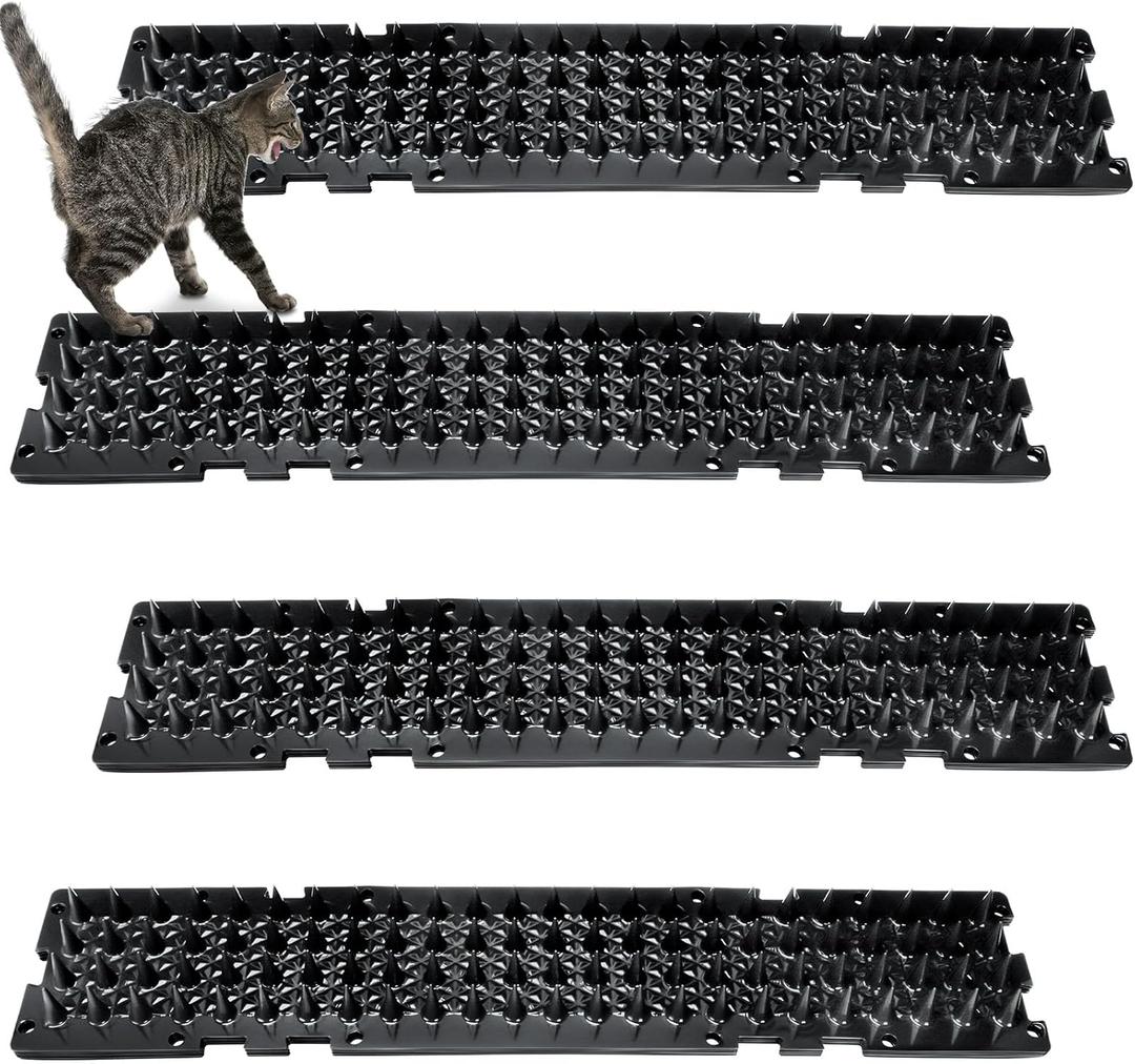 Nuanchu 12 Pieces Cat Deterrent Mat Cat Repellent Mat with Spikes Keep Dogs Off Counter Anti Pet for Outdoor Indoor Plants Garden Sofa Window(16.5 x 3.3 Inch,Black)