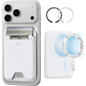 ESR for MagSafe Wallet, 5 Card Holder with RFID Blocking, MagSafe Sticker Included, Slim Magnetic Wallet for iPhone 17e/17/16/15/14/13/12 Series and Selected Samsung Devices, Not for 13/12 Mini, White