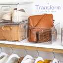 Plastic Food Storage 1 Pack Clear Container Bin with Handles for Organizing Kitchen, Pantry, Refrigerator, Freezer, Pantry, Cabinet, Closet, Bathroom 10”x8”x5”