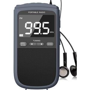 AM FM Walkman Radio:900mAh Rechargeable Portable Transistor Pocket Radio with Best Reception Digital Tuning, LCD Screen,Stereo Earphone Jack, Sleep Timer and Alarm Clock for Jogging,Walking Grey
