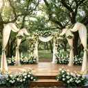Heavy Duty Half Wedding Arch Backdrop Stand with Hooks Adjustable 5.6-7.6FT