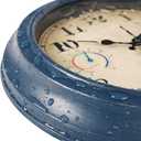 12 Inch Outdoor Clock with Thermometer and Hygrometer Combo, Waterproof Indoor Outdoor Wall Clocks for Patio, Pool, Garden, Bathroom Decor- Blue