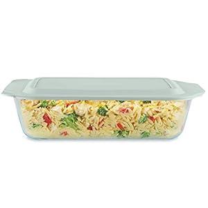 Pyrex Deep 9x13-Inch Glass Baking Dish with Lid, Deep Casserole Dish, Glass Food Container, Oven, Freezer and Microwave Safe, Clear Container
