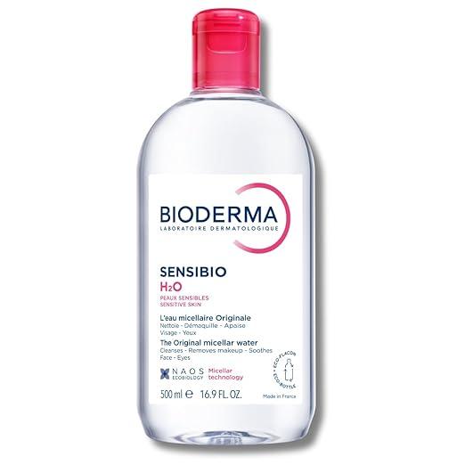 Bioderma Sensibio H2O Micellar Water, Makeup Remover Cleanser, Gentle for Skin, FragranceFree & AlcoholFree, Gentle Face Cleanser for Sensitive Skin, 16.9 Fl Oz