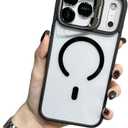 Casechics Compatible with iPhone Case,Clear Camera Lens Bracket Magnetic Case for iPhone, Compatible with MagSafe Wireless Charging (iPhone 14 Pro,Black)