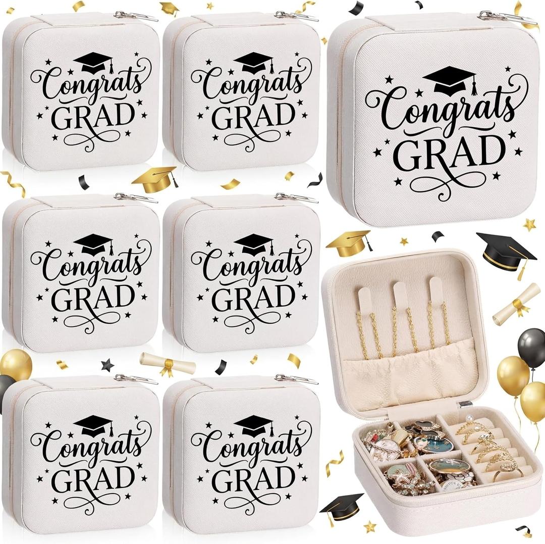 2 x Kigeli 6 Set White 2026 Graduation Gifts for Women, Congrats Grad Jewelry Case, Congratulation Gifts, Small Travel Jewelry Box Organizer Storage for Her College Master Degree Graduates