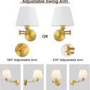 Battery Operated Wall Sconce, Wireless Rechargeable Wall Lights, Swing Arm Wall Lamps with Remotes Dimmable 15 Colors Detachable Bulbs, Gold Sconces Wall Decor Set of 2 for Bedroom Living Room