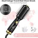 Dual Voltage(100~250V) Mini Hair Dryer Brush with European Plug Adapter for International Travel, Europe Travel Essentials for Women