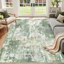 RELEANY Washable Area Rugs 2'x3' Non-Slip Modern Abstract Soft for Living Room Entryway Bedroom Nursery, Print Pattern, Light Green/Yellow