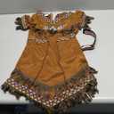 Gorkonpy Native American Costume Girls with Headdress (3-5T, Brown)