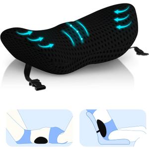 Lumbar Support Pillow, Memory Foam pad is Used to Relieve Lower Back Pain, which can be Easily Fixed with Bandages (Black) in The Back of Office Chairs, Cars, beds and Other Places, CY0045
