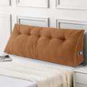 Sasttie Headboard Pillow Queen, Wedge Pillow Headboard for Sitting Up in Bed, Back-Rest Support Triangular Cushion for Reading - Features Removable Washable Cover, Caramel