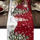 Christmas Table Runner - Cotton Linen 48 Inches, Snowman Rustic Red Snowflake Bed Runner Dress Scarves, Farm Xmas Tablerunner for Dining/Holiday/Coffee Table 13" x 48"