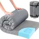 Memory Foam Camping Mattress Pad,Portable Sleeping Pad for Adult,Waterproof Cot Mattress,Roll Up Floor Mattress,Foldable Backpacking Travel Bed for Hiking,Guest Bed, 52x25 Inches, Gray