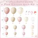 Amandir 173 Pcs Pearl White Pink Balloon Arch Garland Kit, Double Stuffed Dusty Pearl Pink White Sand Clear Balloons for Wedding Boho Neutral Bridal Shower Birthday Valentine's Day Party Decorations