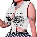 Avanova Women Sexy Tie Front Crop Tops V Neck Tank Tops Sleeveless Shirts Festival Clubwear White LX01 3X-Large (White, XXXL)