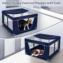 Dog Kitten Playpen with Play Pen Cover for Cat Indoor, 41 x41 x25.5 Puppy Playpen for Small Pet with See-Through Topper Proof Enclosed Door Dog Pen, Sturdy Warm Protable Play Pen for Cat (Royal Blue)