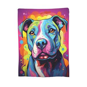 Colorful Pitbull Fleece Blanket Animal Print Pit Bull Fleece Throw Blanket for Mom Women Men Kids Super Soft Plush Dog Blanket Throw Plush Blanket for Bed Sofa Valentine's Day Decor 50"x60"
