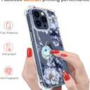 Hungo Compatible for iPhone 15 Pro Max Case for Women Floral Flower Clear Design Cute,Girly Girls Flower Promax Rose Blue